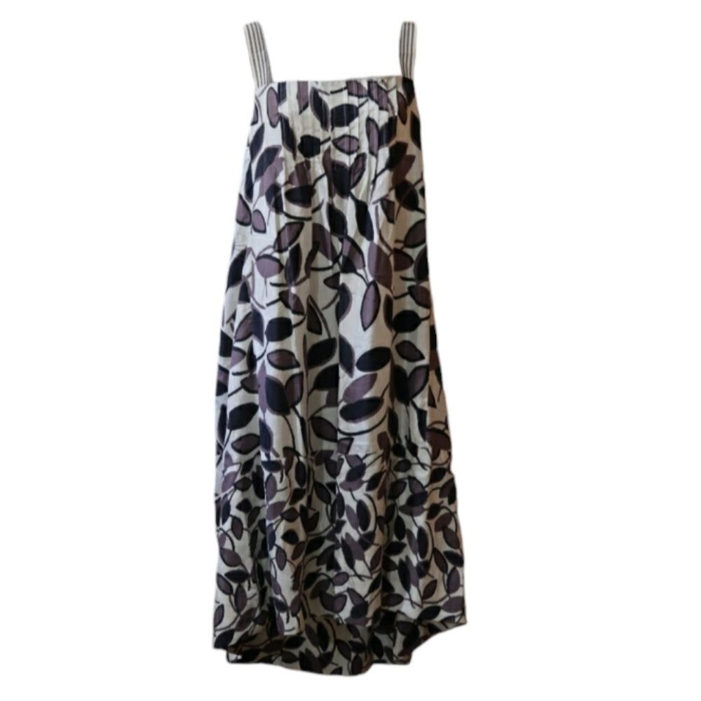 BCBG maxazria Dress Floral Y2K Leaf Print 100% Silk Large